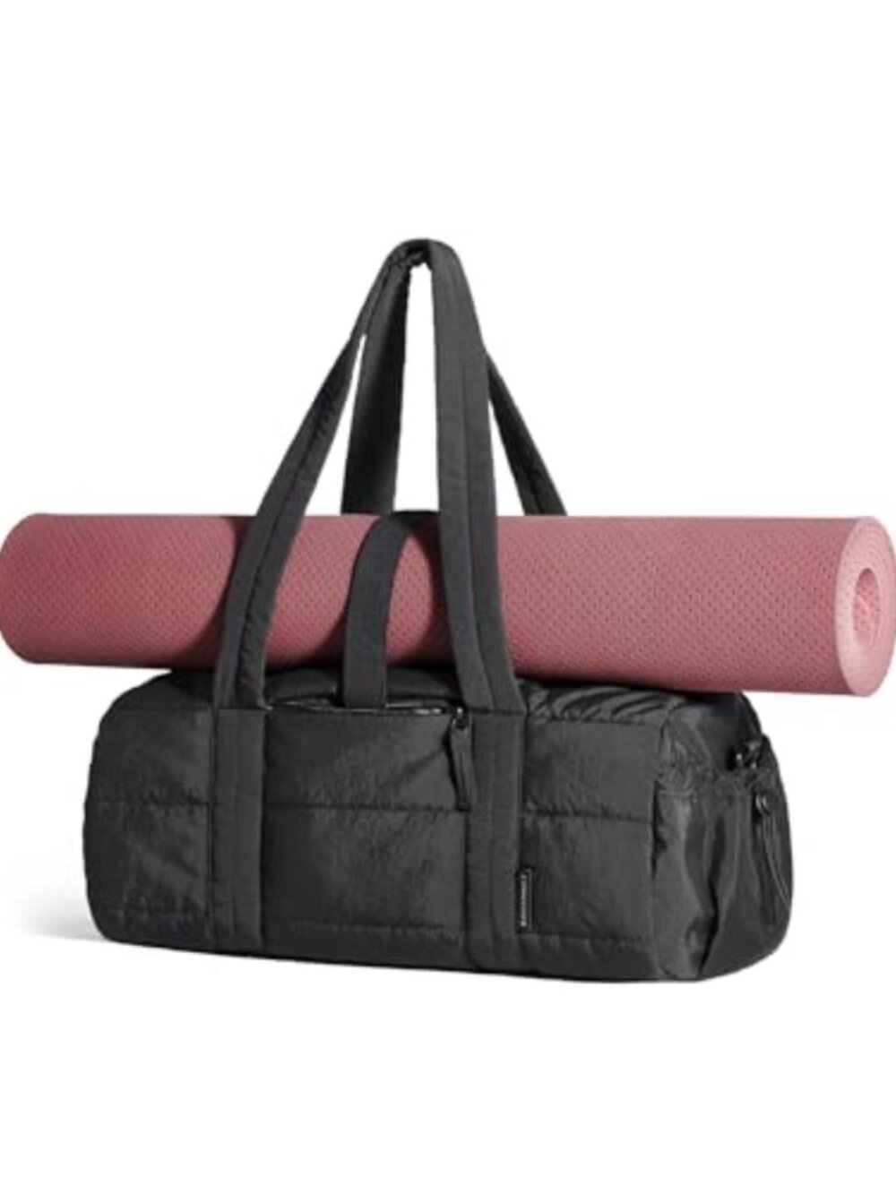 Quilted Yoga Mat Gym Bag with Wet-Dry Pocket, 15L Crossbody, Duffle